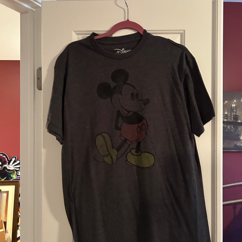Disney Gray and Red Mickey Mouse Short Sleeve Tee